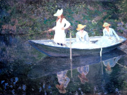 Claude Monet Paintings In the Norvegienne Boat at Giverny jpg